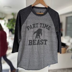 Disney Parks - Gray and Black Raglan Shirt with Graphic